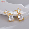 Advanced square fashionable zirconium, earrings, lightening hair dye, bright catchy style, high-quality style, simple and elegant design