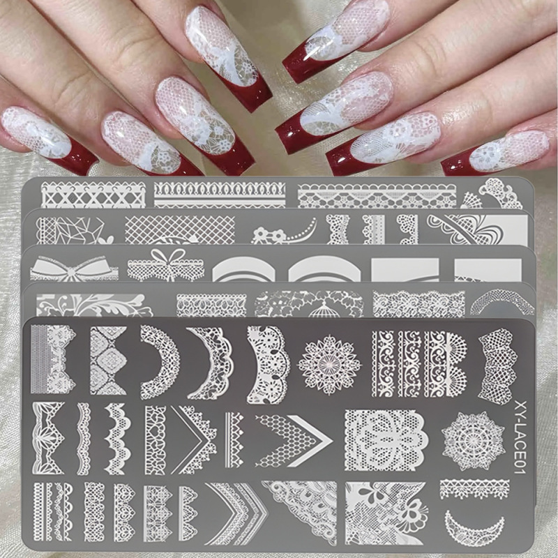 Internet-famous nail art printing plate lace pattern flower retro plaid lace printing glue mold steel plate transfer plate Internet-famous nail art printing plate lace pattern flower retro plaid lace printing glue mold steel plate transfer plate