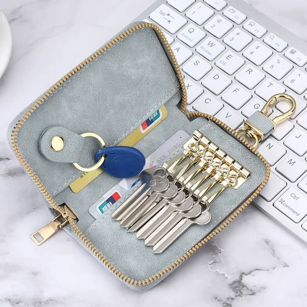 European and American Accessible Luxury Zipper Mini Key Bag Women's Waist Hanging Multi-Functional Household Small Bag Large Capacity Key Bag Men's