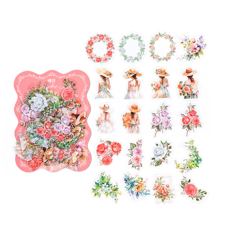 Tangshi paquete pegatina para mascotas viejo sueño caja flor serie vintage Collage material diario 40 unidades en 8 tipos