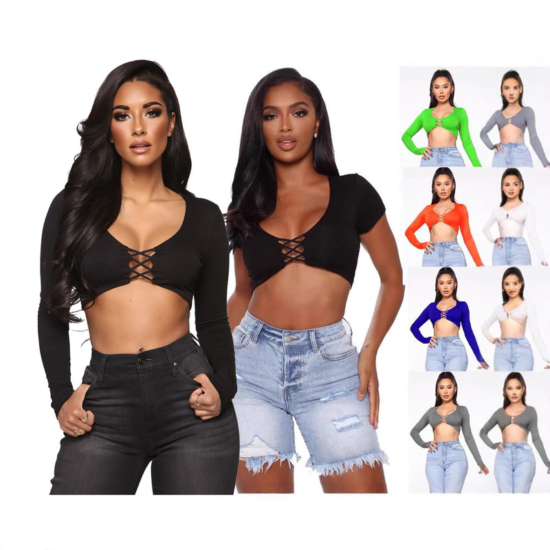 Aliexpress Women's Clothing Bundle Style Elastic Tight Casual Sports Sexy Versatile Small Shirt Wrapped Chest Short Top T-Shirt Aliexpress Women's Clothing Bundle Style Elastic Tight Casual Sports Sexy Versatile Small Shirt Wrapped Chest Short Top T-Shirt