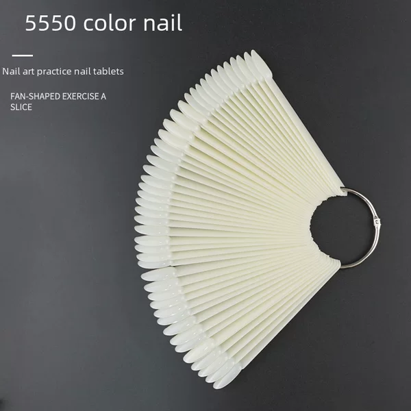 Cross-Border Hot-Selling Nail Color Chart Practice Nails 50 Colors Fan-Shaped Nail Polish Color Chart Nail Display Board Nail Tips