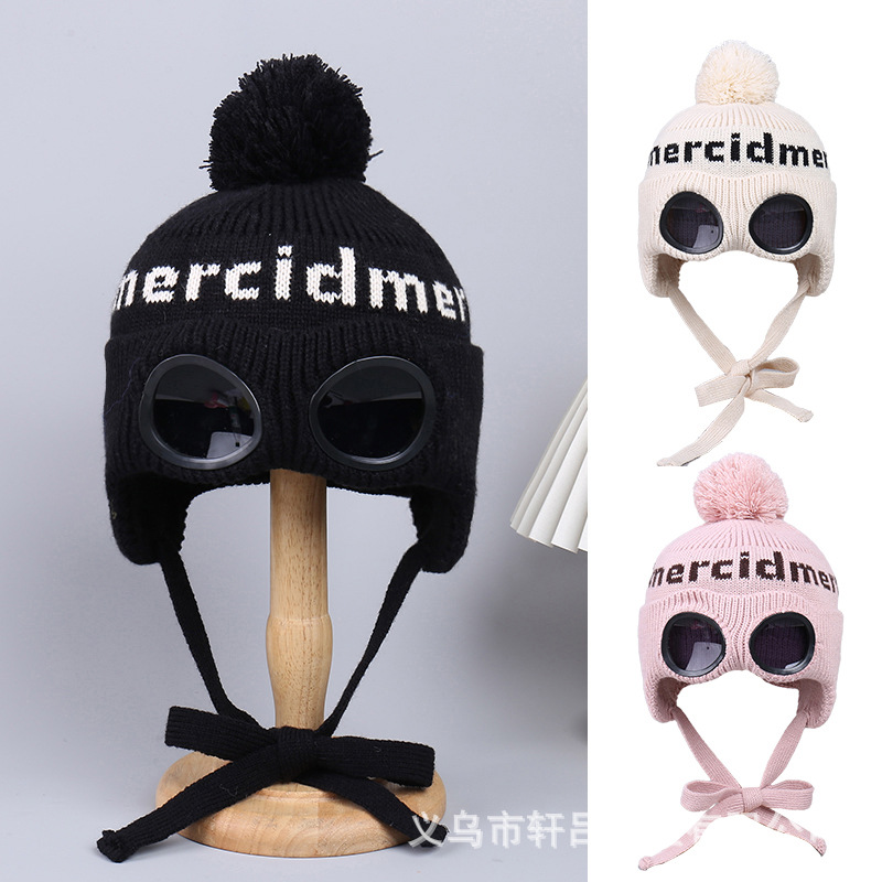 Demi-season fashionable universal keep warm knitted hat with letters…