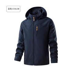 8817新款跨境春秋外套薄款外贸夹克衣纯色连帽服男防雨衣户外运动