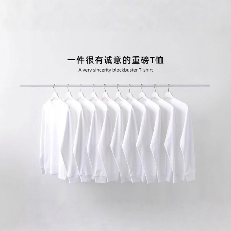 Solona 210g Three-Needle Cuffed Long-Sleeve Versatile Lazy Japanese Fashion Loose T-Shirt Unisex