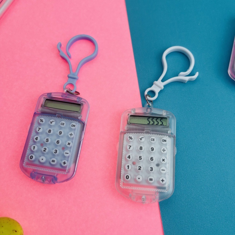 ミニ電卓透明フリップキーホルダーサイレント高価値コンパクトポータブルシンプルな学生試験コンピュータ|undefined