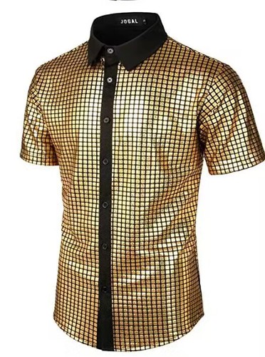 Men's Formal Shirt Glitter Button Shirt Cross-border Trade 1970s Disco Party Cosplay Costume