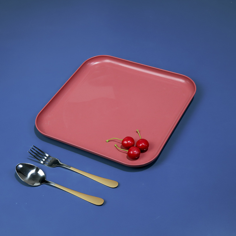 Bandeja cuadrada paja de trigo hogar taza de té plato de fruta bandeja de puesto placa resistente a la caída placa duradera