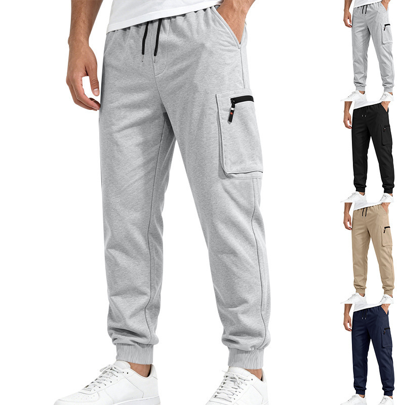 Autumn and Winter Cross-Border Foreign Trade Men's Plus-Size Casual Sports Workwear Trendy Heavy-Duty Large Fleece Drawstring Multi-Pocket Pants