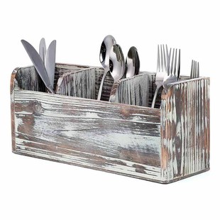Customized Retro Desktop Divided Kitchen Tableware Cutlery Multi-Compartment Storage Box Sundry Solid Wood Storage Box