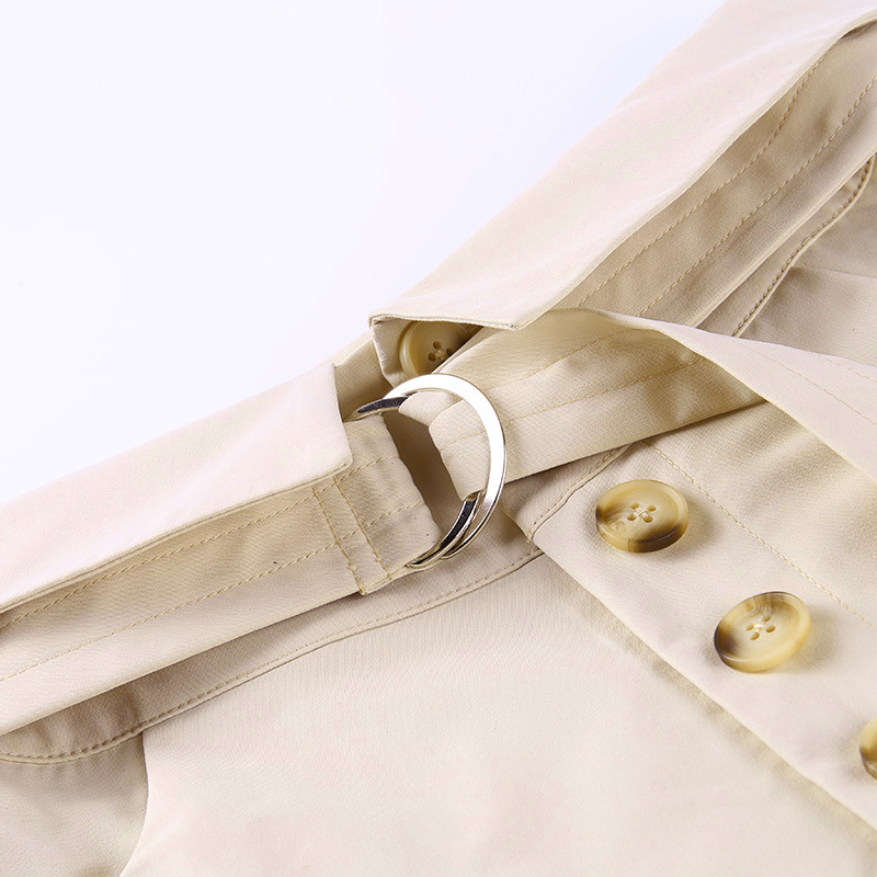 Pocket Khaki Women Shorts With Button