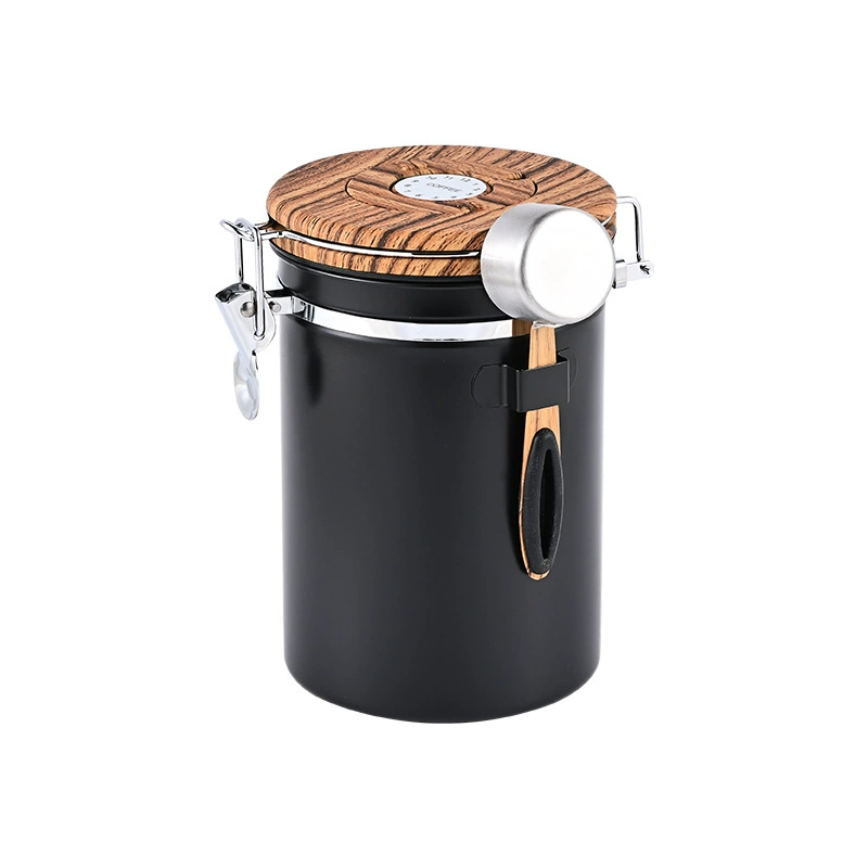 Black cover, coffee storage box stainless steel