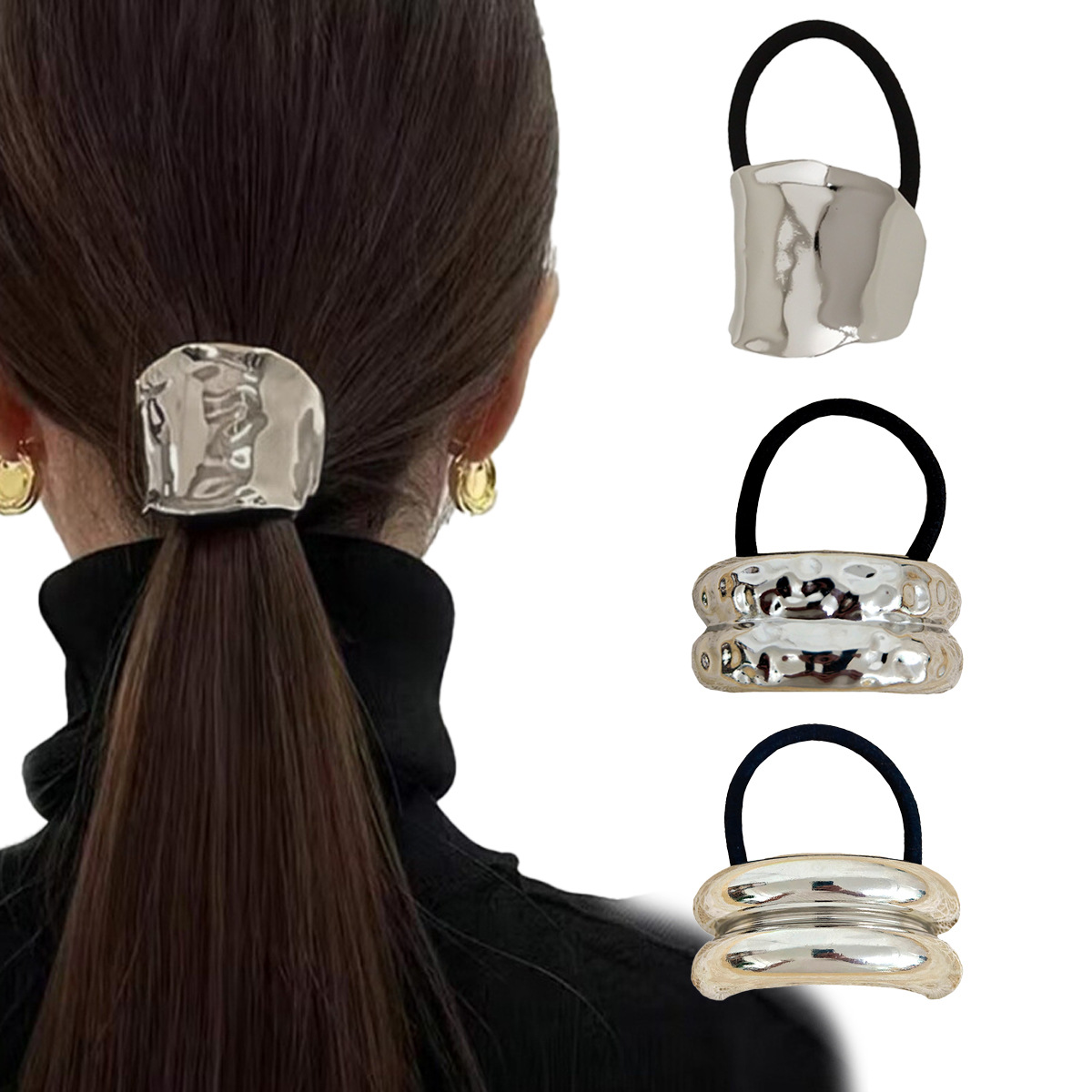 Europa y los Estados Unidos hebilla para el cabello punk personalidad transfronteriza broca de cabello trenzada gótica geometría redonda conjunto anillo de cabello cuerda para el cabello