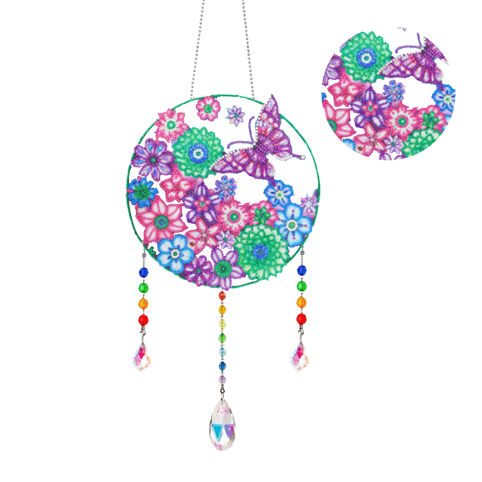 Diamante pintura Amazon transfronteriza DIY adornos de Navidad marca llena de diamantes 5d cristal mariposa diamante pintura viento carillones Decoración