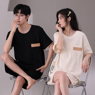 2023 new short-sleeved couple pajamas women's spring and summer men's casual plus size outerwear homewear suit wholesale