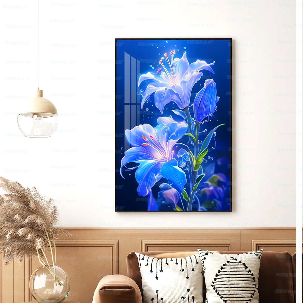 [Algodón importado] Mona Lisa real crucifijo de vidrio lirio nuevo decoración floral pintura colgante bordada a mano image 6