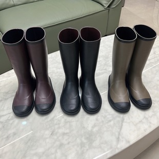 Xiaoxiang Same Style Seamless Rubber Rain Boots Fashionable Wear-resistant Knight Boots Rubber Version Xiaoxiang Same Style Women's Long Boots