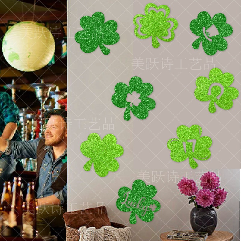 Amazon nuevo Día de San Patricio fiesta decoración de la ventana etiqueta de la pared pegatina Día de San Patricio trébol parche decorativo