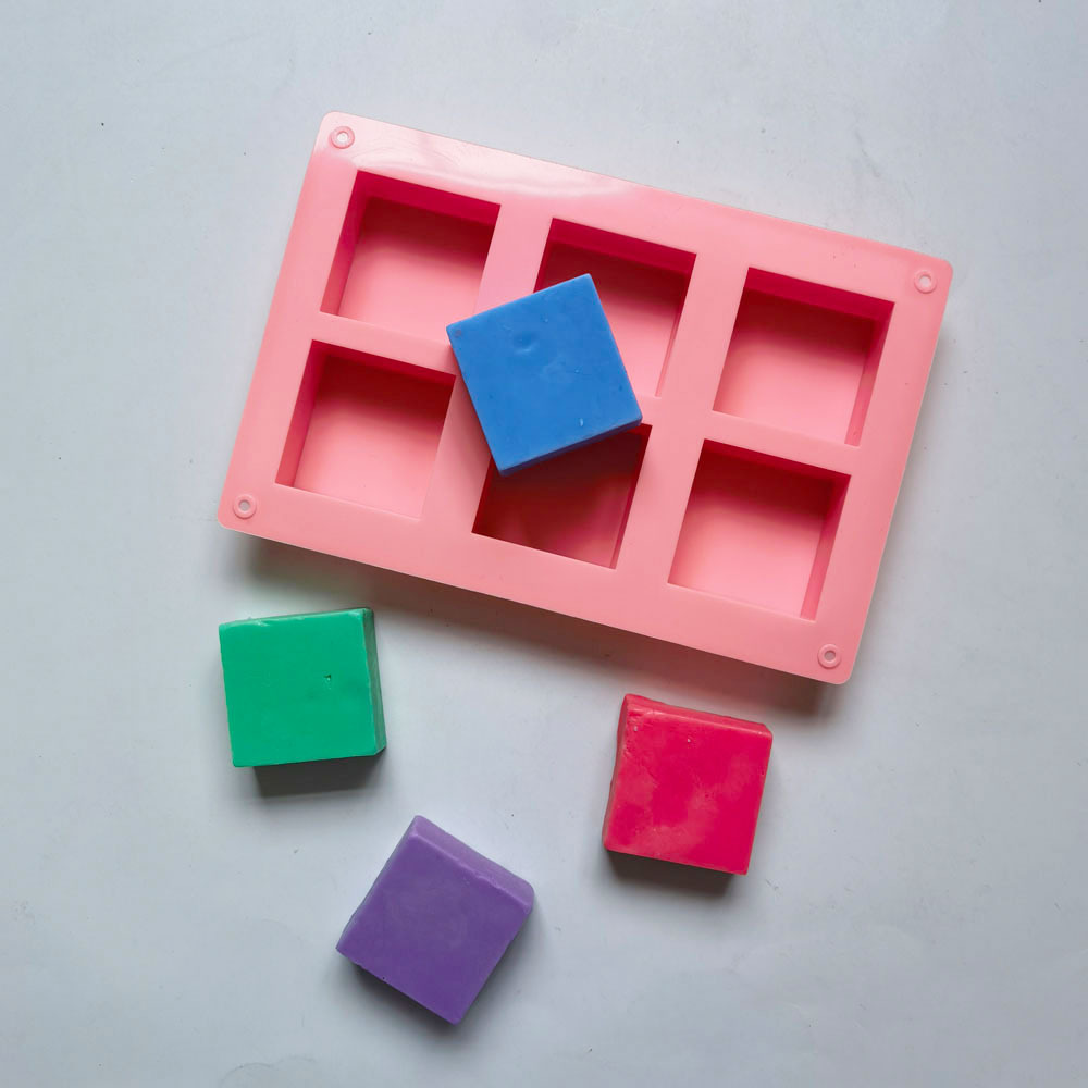 6 jabon cuadrado 310 molde de silicona pastel hecho a mano molde de jalea de pastel herramientas de horneado