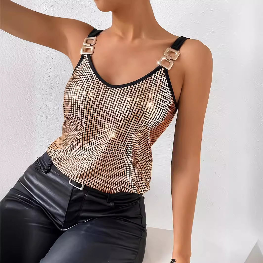 YD90346 2024 Summer New Amazon Sequin Chain Camisole Women