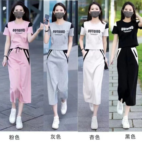 Casual Set 2026 Summer Trendy New Short-Sleeve Fashion T-Shirt and Skirt Two-Piece Mid-Length