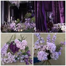 紫色婚禮花藝紫色粉色玫瑰大綉球小瓣綉球飛燕草小百合蝴蝶蘭淺紫
