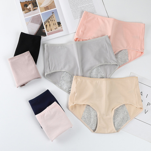 Factory direct sales antibacterial crotch menstrual period menstrual period underwear leak-proof breathable plus size high waist pure cotton women's briefs