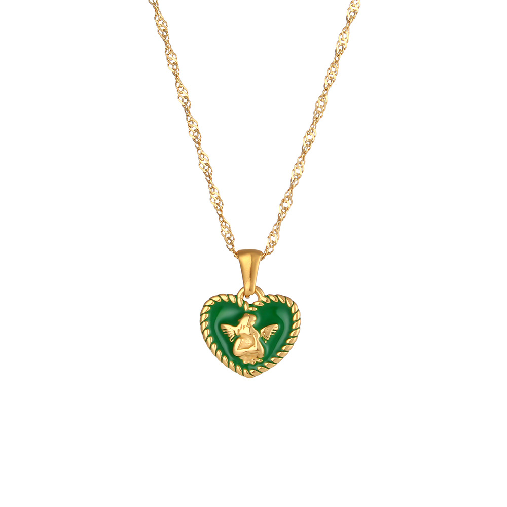 Fashion Heart Shape Stainless Steel Pendant Necklace Plating Stainless Steel Necklaces_colorza_4
