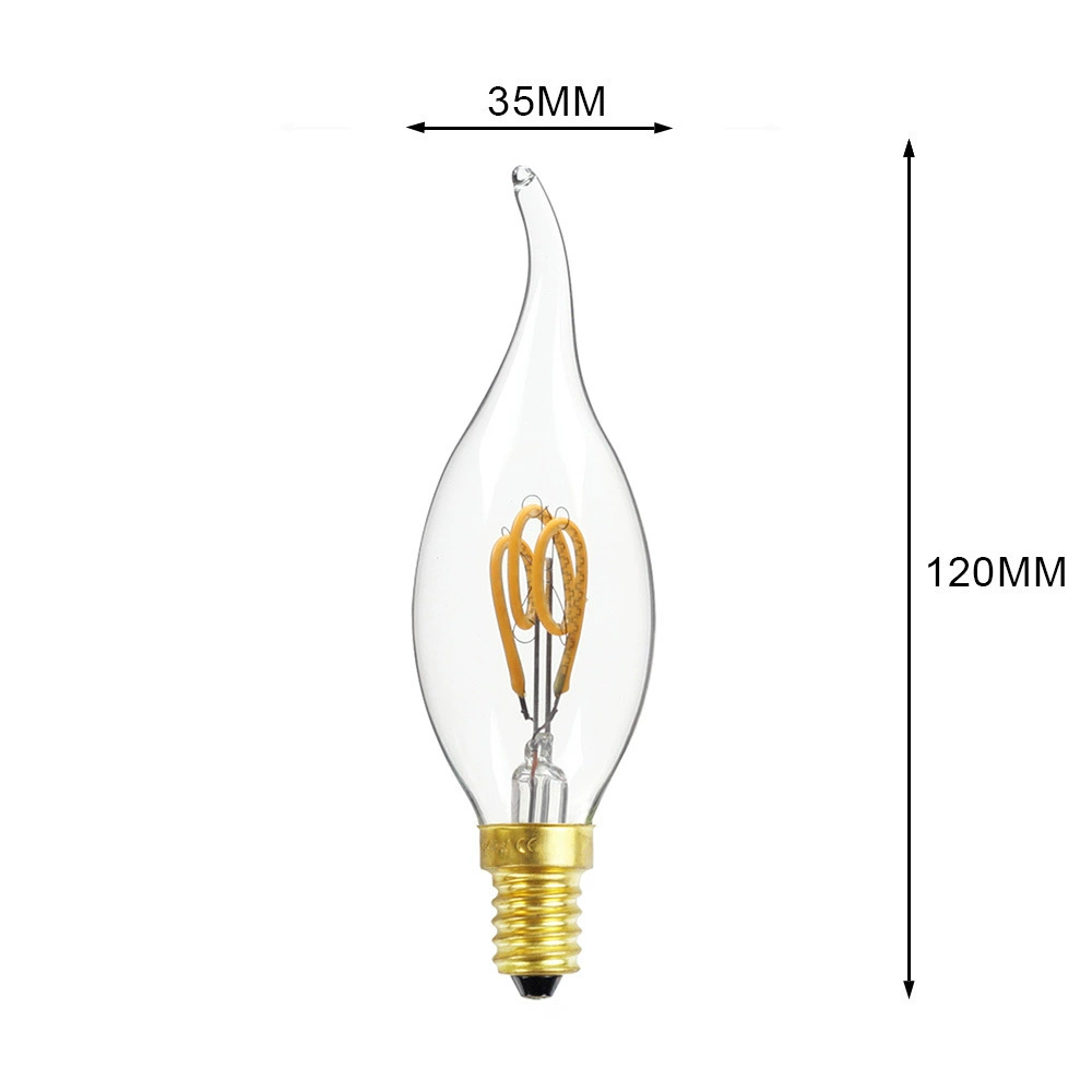 Прозрачная глянцевая LED ретро лампа, подводная свеча, 2W