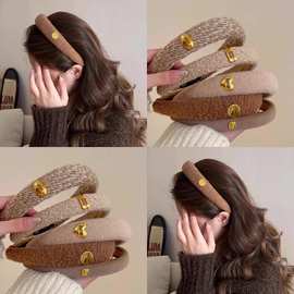 金标高颅顶秋冬发箍女款高级感洋气时尚头箍2024新款发饰头窟批发