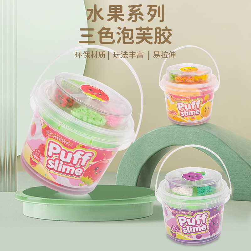 Fruit Puff Glue Color Mud Slime Bucket Toy Slime Crystal Mud Foaming Glue Kidsren's DIY Educational Toys
