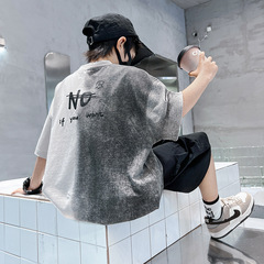 Boys short-sleeved T-shirt summer 2024 new children's summer tops for boys, medium and large children, gradient cool and handsome half-sleeved trendy t