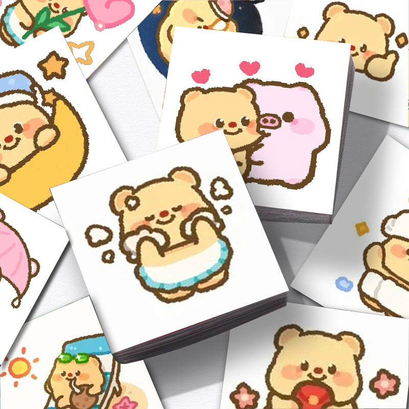 70 Butter Bear Stickers Creative Cute Cartoon Expression Pack Handbook Desktop Computer Decoration Stickers