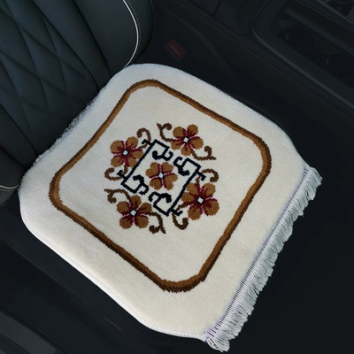 Cushion Wool Cushion Warm Five-seat Wool pad - beige-plum-blossom-single-seat-super-soft-encrypted-anti-slip