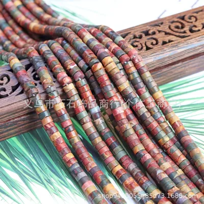 Zərgərlik ara hissələri — Natural Agate Red Pattern Turquoise - natural-picasso-36mm