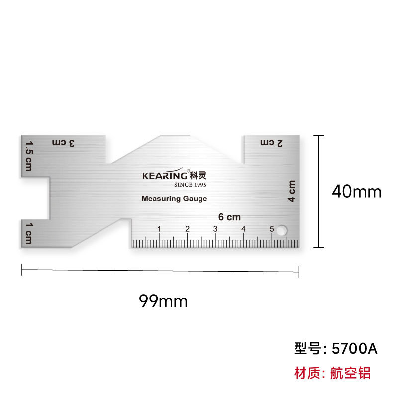 Medidor de espesor de aluminio herramienta de remiendo hecho a mano aleación de aluminio regla medidor de espesor de Keling yalic