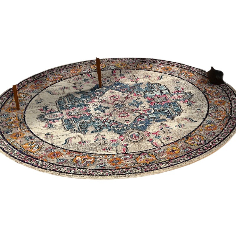 Alfombra redonda de estilo étnico transfronterizo bohemio vintage colgante cesta estera dormitorio sala de estar alfombra estera tienda al aire libre