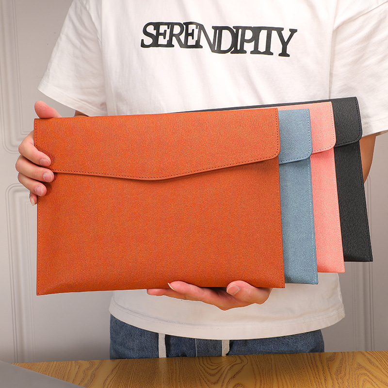 Bolso de archivo comercial de imitación de cuero transfronterizo A4 bolsa de archivo de almacenamiento de gran capacidad bolsa de archivo de logotipo empresarial al por mayor