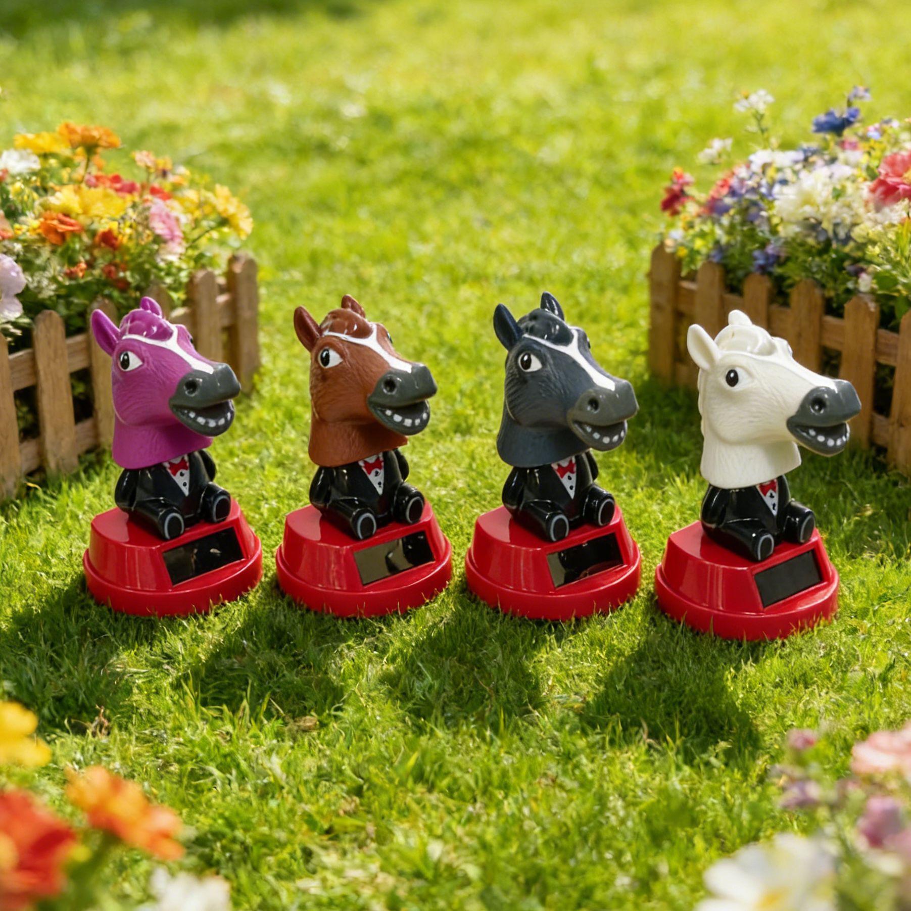 New Solar-Powered Shaking Horse Head Ornament, Beach Vacation Decoration, Desktop Small Gift, Cute Animal Decoration