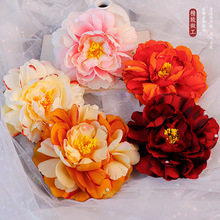 古风汉服仿真绢花花朵发夹汉服饰品搭配大唐富贵风发饰绢花测边夹