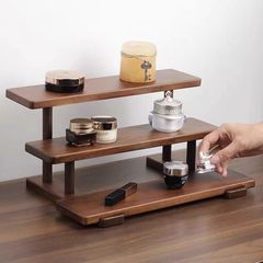 クルミ材の多層収納ラック、コーヒーカップ、アロマ、香水、フィギュア、ジュエリー、デスクトップ収納ラック、整理整頓グッズ