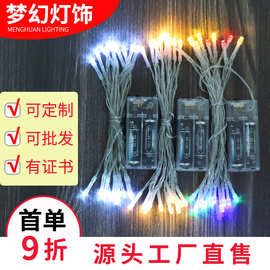 遥控器10头LED彩灯串 裸灯串电池盒款大量批发 氛围灯摆摊装饰灯
