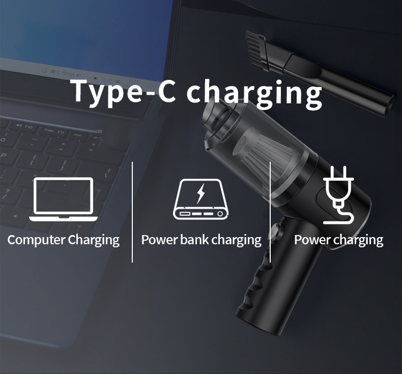 Cross-Border Handheld Car Brushless Vacuum Cleaner with High Suction Power for Blowing Cars USB Rechargeable Portable Small High Power