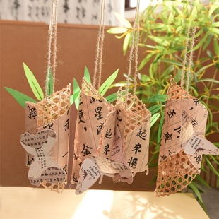 Chinese Style Handmade Calligraphy Bamboo Hanging Ornaments Kindergarten Corridor Interior Creative Arrangement Hanging Decoration Supplies