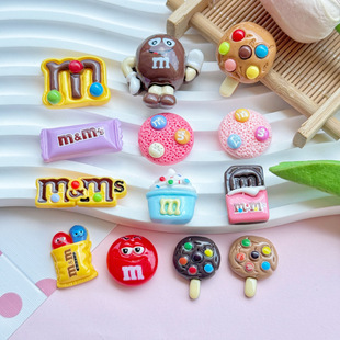 Simulation food play m bean man series resin diy jewelry accessories cream glue mobile phone case hole shoes patch material