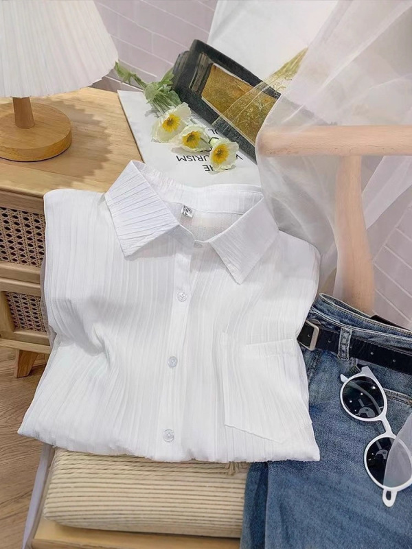 oversize白色衬衫外套女春秋薄款休闲开衫防晒衬衣宽松肌理感上衣|undefined