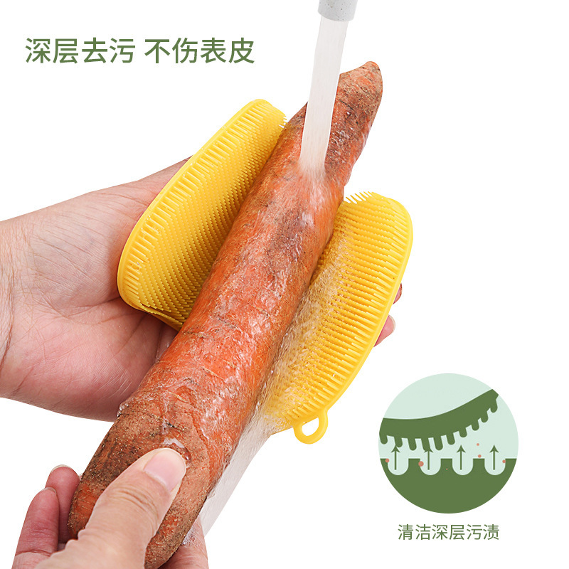 両面シリコン食器洗いブラシ、厚みのあるノンスティックオイルキッチン多機能強力クリーニングブラシ、食器洗いブラシ、ポットアーティファクト|undefined