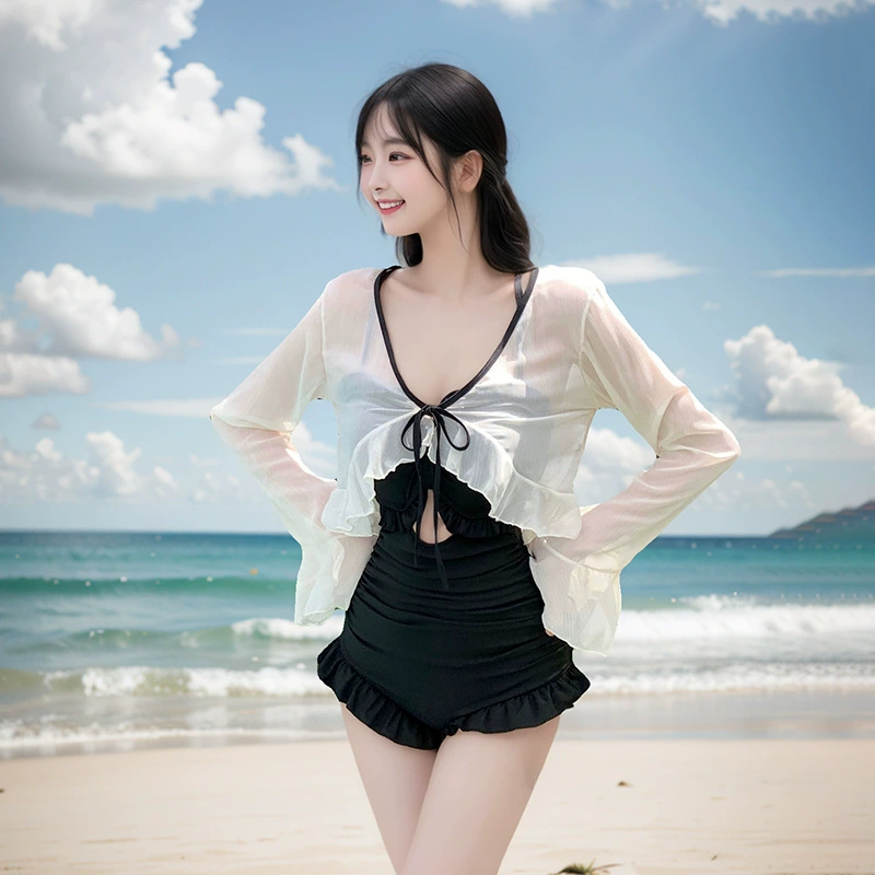 Купальник для женщин, элитный новый стиль лета 2024, тонкий и сексуальный, с маленькой грудью, прикрывающий живот, цельный купальник из горячих источников для похудения