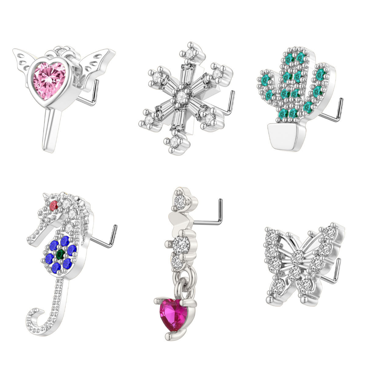 Zircon Animal Nose Stud In Stainless Steel For Piercing_voghion.com