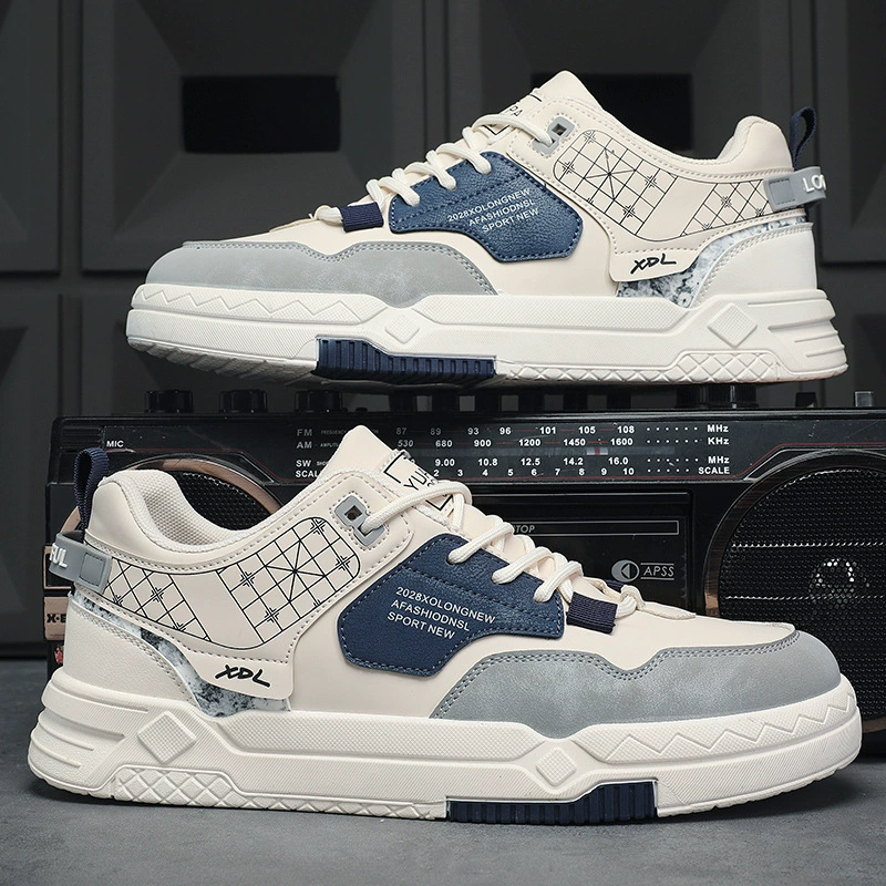 Весенне-белые туфли 2023, новые кожаные туфли на толстой подошве, повседневная мужская спортивная обувь для досок, модная мужская обувь в тон